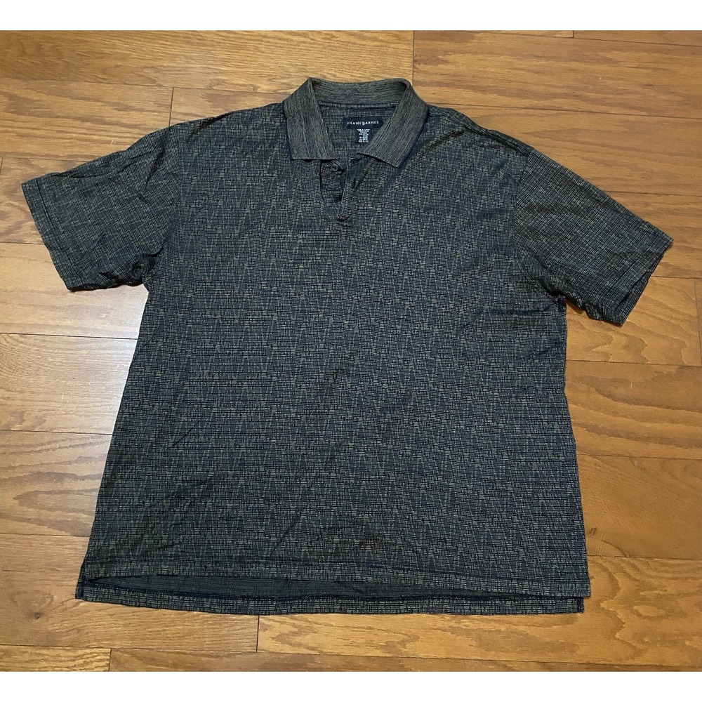 Jhane Barnes Mens XL Abstract Space Dye Striped Cotton Polo Shirt Turkey Nice‎